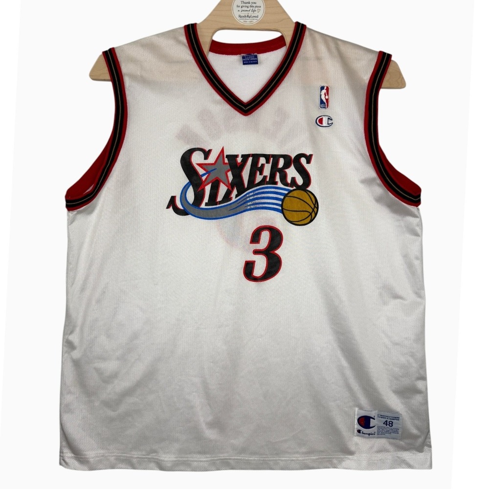 Champion Philadelphia 76ers Allen Iverson #3 Jersey White XL NBA Vintage